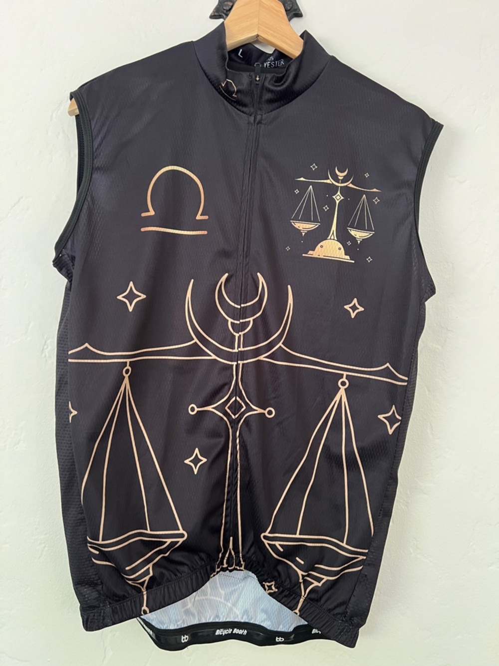Cycling Jersey Vest - Black with Gold Libra Design